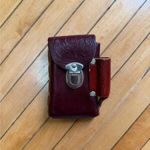 VTG 90s Leather Cognac Leather Cigarette And Lighter Case Belt Loop Made in USA
